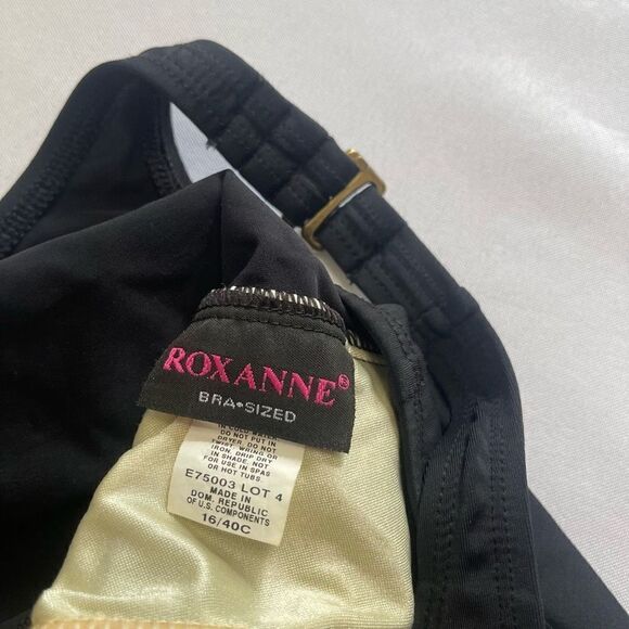 Vintage Roxanne Black Bra Sized One Piece Swimdress Size 16 40 C Union USA - Picture 7 of 9
